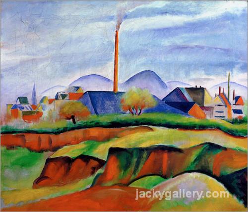 Landschaft mit Fabrik, August Macke painting